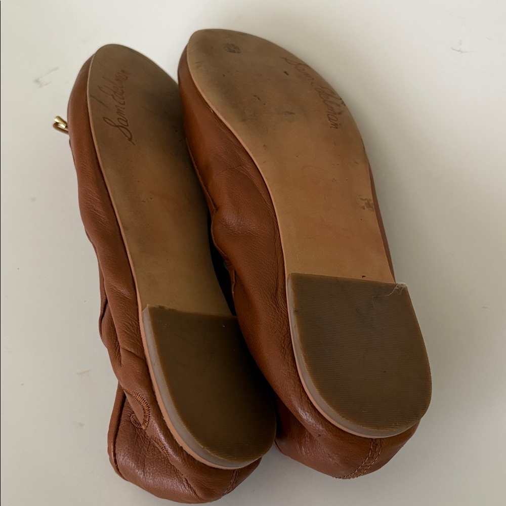 EUC Sam Edelman Tan Leather ballet Flats with Bow 7.5 - Picture 8 of 11